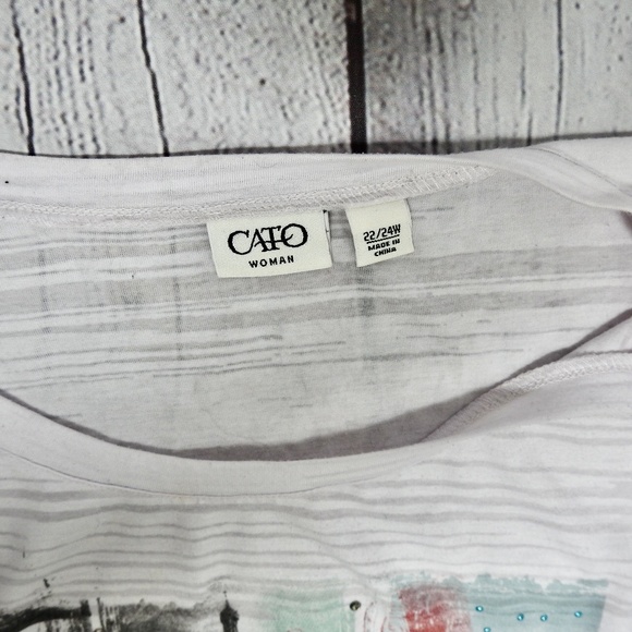 Cato Women's Graphic Grunge Top White Plus Size 22/24 - Picture 5 of 6